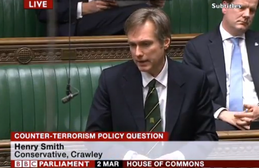 Home Secretary backs Henry Smith MP on counter-terror policy