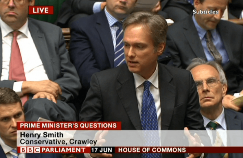 Henry Smith MP backs Crawley business at Prime Minister's Questions