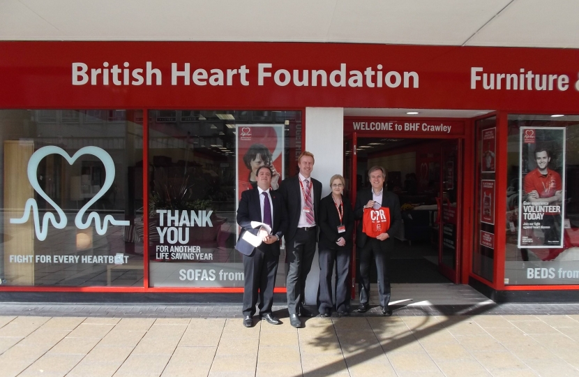 Henry Smith MP supports British Heart Foundation in Crawley