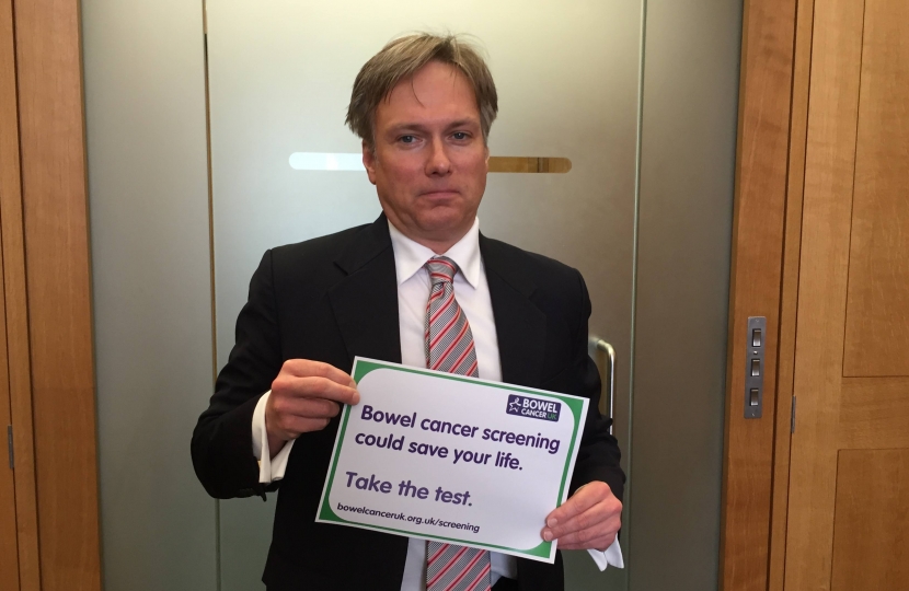 Crawley MP supporting Bowel Cancer Awareness Month