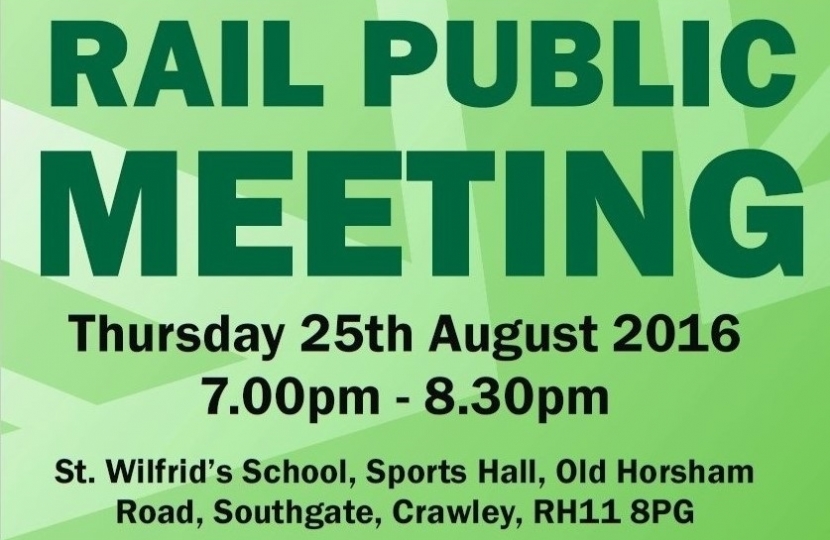 Crawley MP secures public meeting with local rail operator
