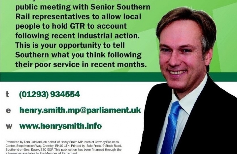 Henry Smith MP: Holding the rail operator to account