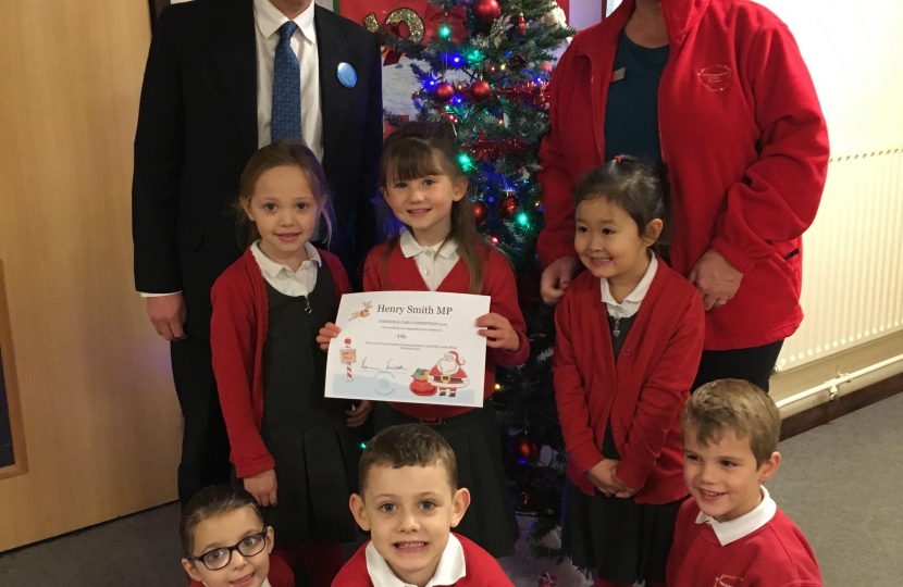 Crawley MP congratulates Christmas card contest champion