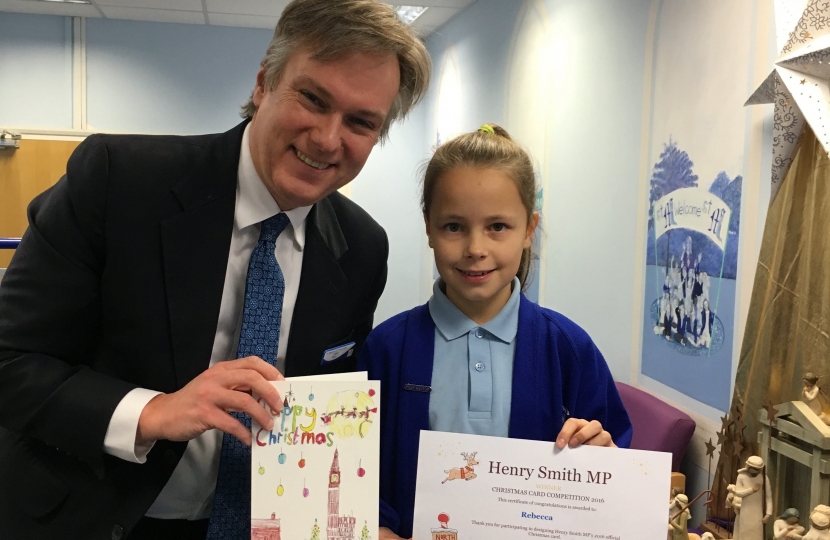 Crawley MP congratulates Christmas card contest champion