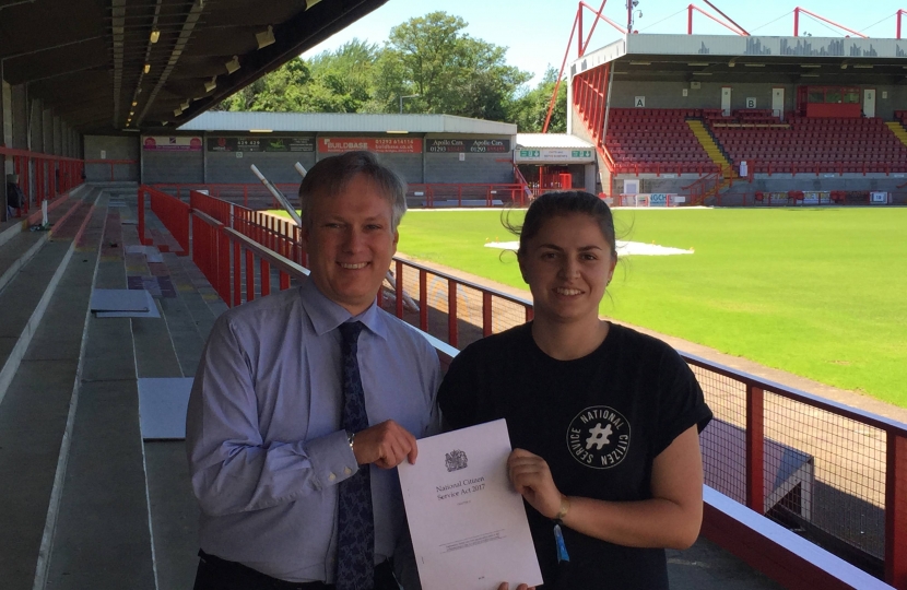 Henry Smith presents NCS Act to Crawley Town Community Foundation