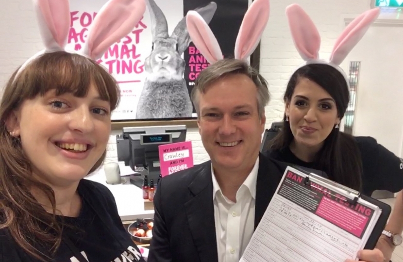 Henry Smith MP backing Crawley Forever Against Animal Testing Body Shop campaign