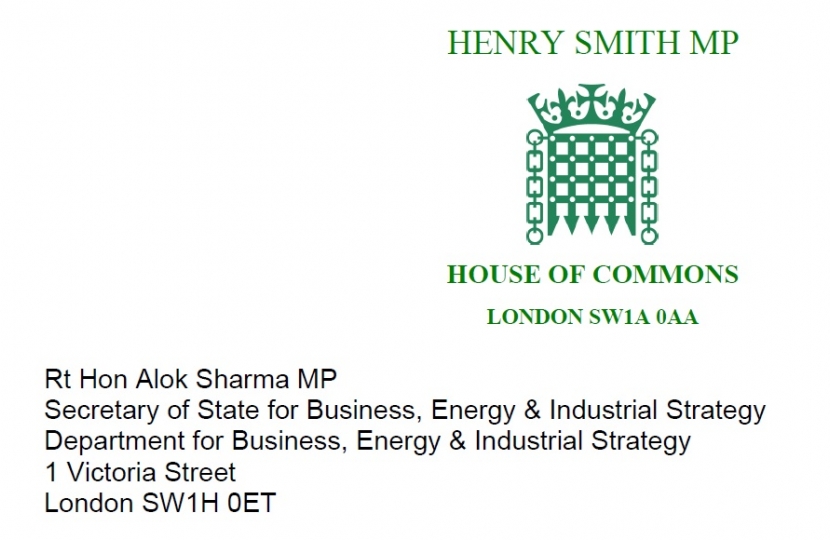 Henry Smith MP letter to Business, Energy & Industrial Strategy Secretary on urgent targeted support for the UK travel industry