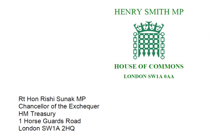 Henry Smith MP to Chancellor of the Exchequer on suspension of Air Passenger Duty
