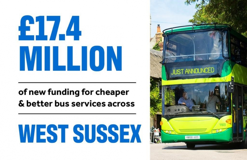 Crawley MP welcomes £17.4 million of new funding for cheaper and better bus services across West Sussex