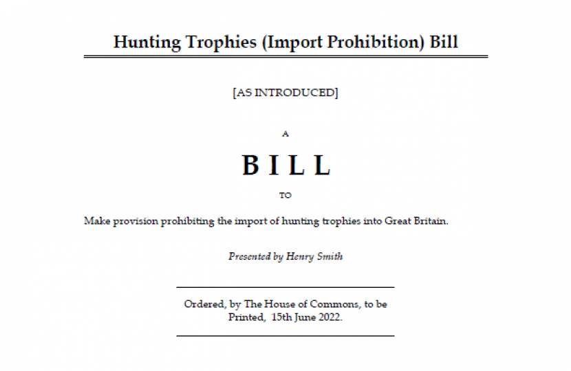 Henry Smith MP to lead debate on Bill to ban trophy hunting imports