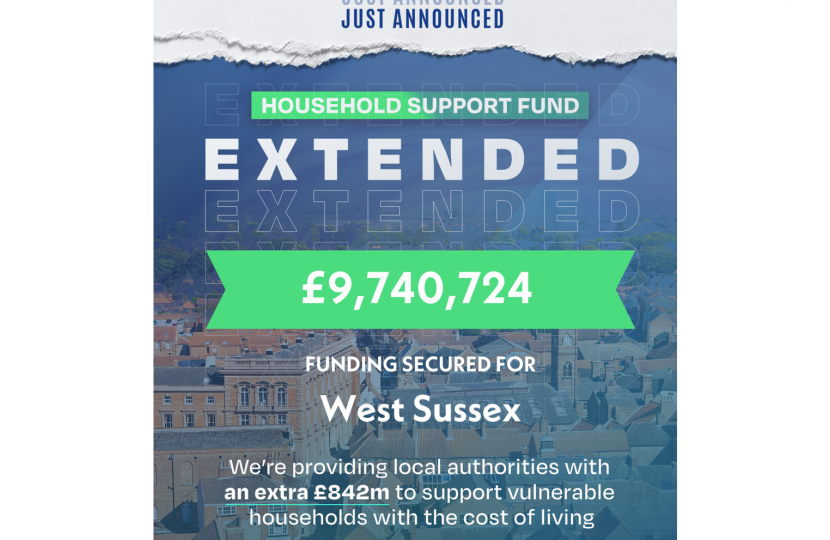 Henry Smith MP welcomes news that vulnerable residents in West Sussex will benefit from over £9.7 million through Government’s Household Support Fund