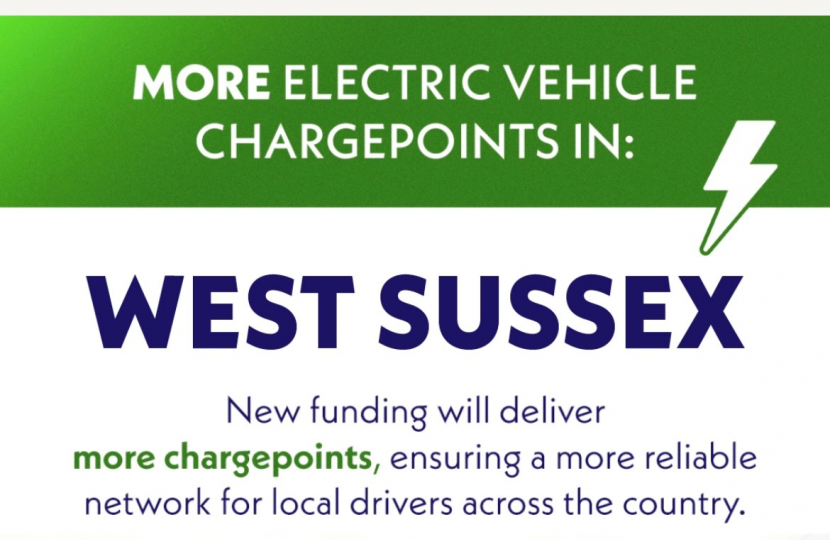 Henry Smith MP welcomes boost for electric vehicle chargepoints in West Sussex