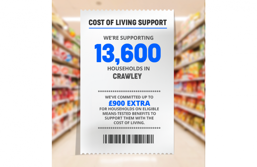 Henry Smith MP welcomes Government’s extended Cost of Living Payments worth £900 for vulnerable families in Crawley