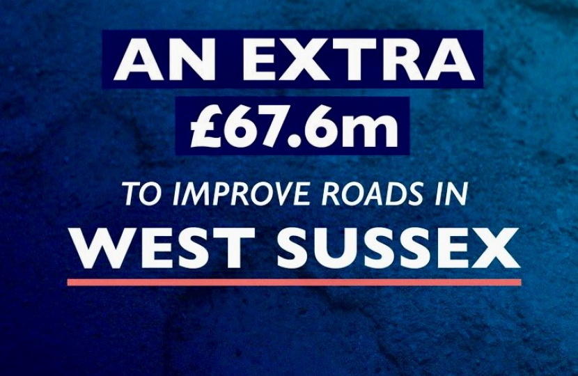 Henry Smith MP welcomes more than £67 million for West Sussex for long-term plan to repair our roads