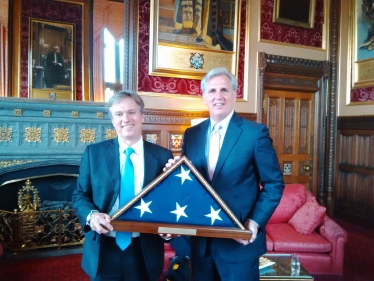 Leading a flag exchange between the UK Parliament and the US Congress